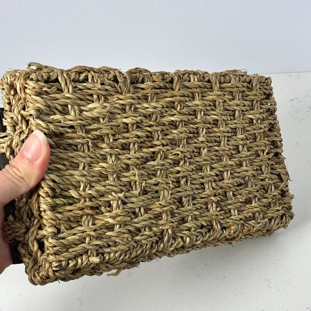 Napkin Holder Tray Woven Seagrass Farmhouse Rustic Cottage Fall Country Kitchen